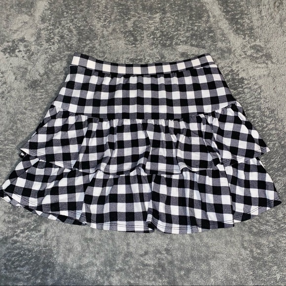 Girls Justice Black & White Plaid Ruffle Skort Size:12 - Picture 2 of 7